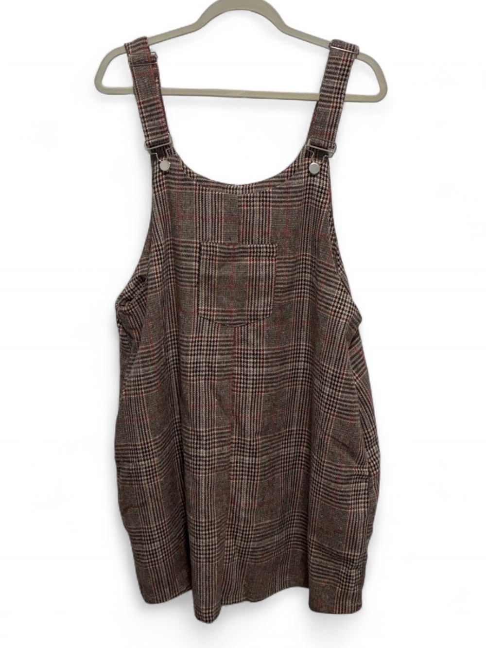NWT Shein Curve Plaid Pinafore Mini Dress in Brown Orange Tan